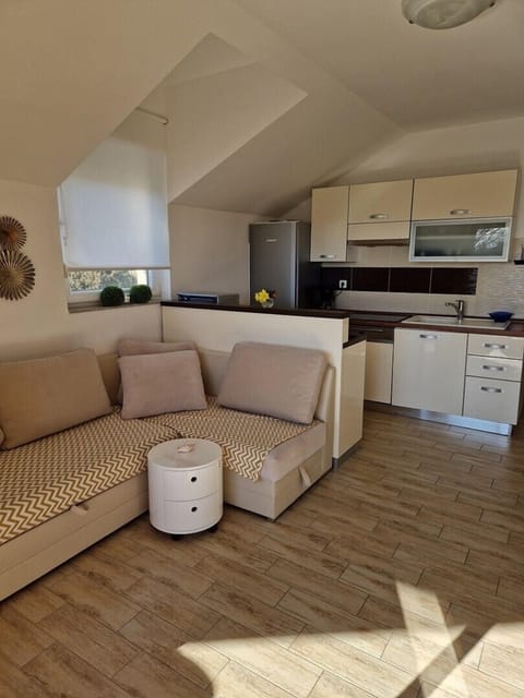 living room with kitchen