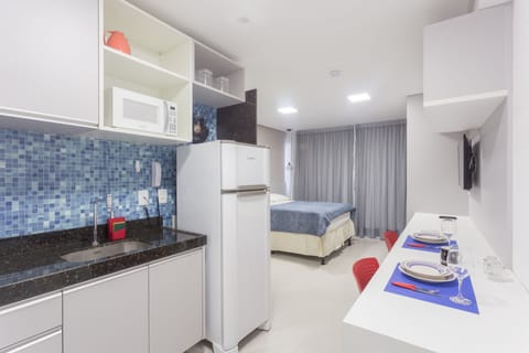 City Studio | Private kitchen | Fridge, microwave, stovetop, blender