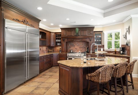 Monogram Fridge and Kitchen Island