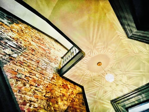 The architecture of the house is rich with charm and character.