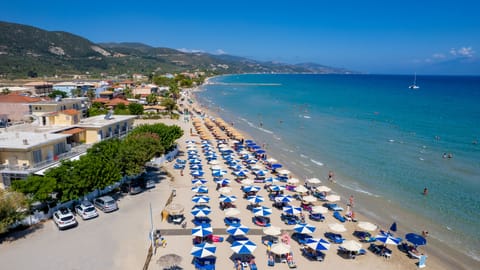 On the beach, white sand