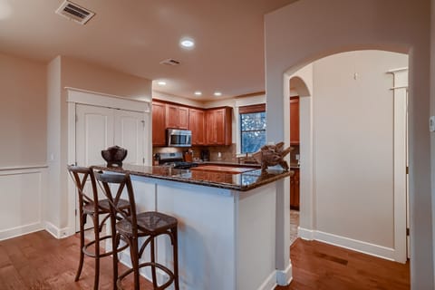 Open view from living space to the kitchen