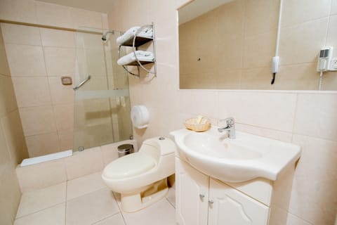 Double or Twin Room | Bathroom | Combined shower/tub, deep soaking tub, hair dryer, towels