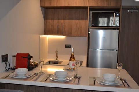 Elegant Suite | Private kitchen | Full-size fridge, microwave, espresso maker, electric kettle