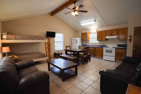 Living room view + bunk beds