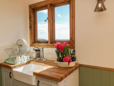 Fridge, toaster, cookware/dishes/utensils