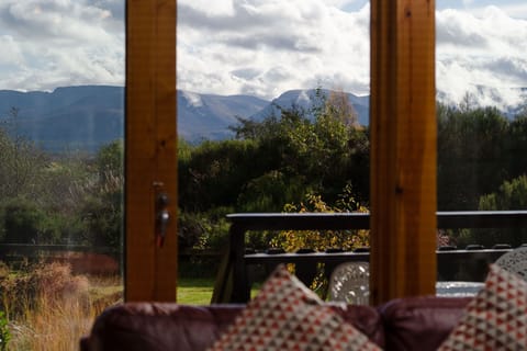 Black Grouse Lodge view to mountains from living room