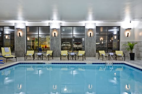 Indoor pool, open 9:00 AM to 10:00 PM, sun loungers