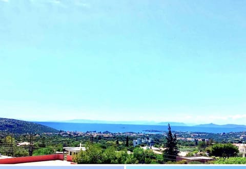Spectacular view of sea and mountains from terrace