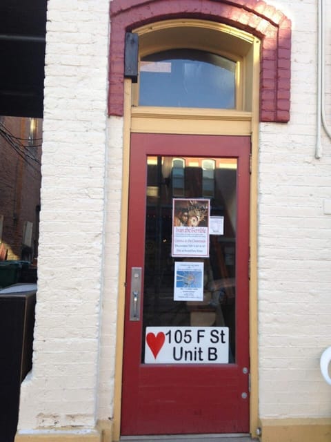 Front door (NOTE WELL: It's on 1st Street/highway 291, not F Street)