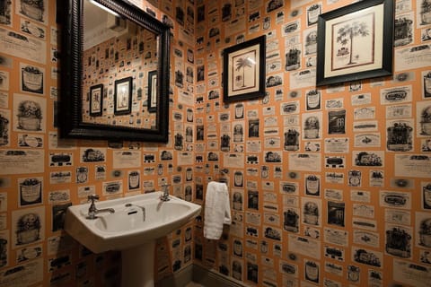 Broadgate House - ground floor cloakroom with statement wallpaper