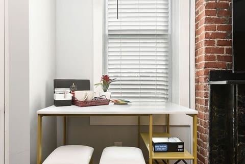 Workspace with natural light and stylish decor.