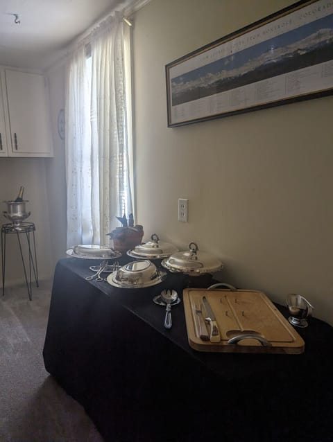 Buffet, Silver Serving Dishes w/Lids, Reheat Sides and Cook the Protein, $$-$$$$