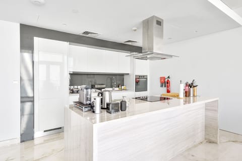 Luxury Apartment, 2 Bedrooms, Balcony, Sea View | Private kitchen | Full-size fridge, microwave, oven, stovetop