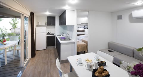 Superior Mobile Home, 2 Bedrooms | Private kitchenette | Fridge, stovetop, cookware/dishes/utensils