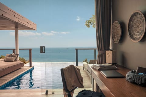 One Bedroom Hanging Pool Villa, Sea View (136 sqm room size) | Living area | 42-inch Smart TV with digital channels, TV, Netflix