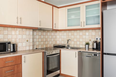 Deluxe Apartment | Private kitchen | Fridge, microwave, oven, dishwasher