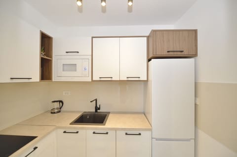 Deluxe Apartment, 1 Queen Bed with Sofa bed, Bay View | Private kitchen | Full-size fridge, microwave, stovetop, dishwasher