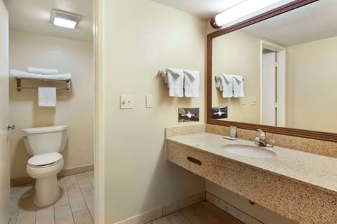 Combined shower/tub, eco-friendly toiletries, hair dryer, towels