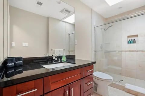 Superior Studio | Bathroom | Shower, towels, toilet paper