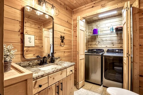 Half-bath on the 2nd floor, with washer and dryer.
