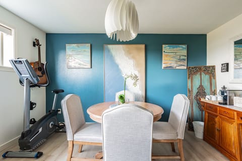 Dining space with planty lights and nice decor