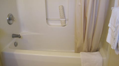 Combined shower/tub, hair dryer, towels