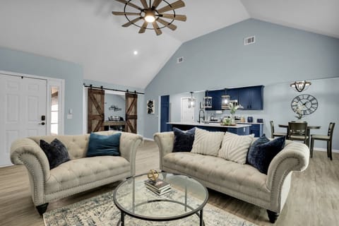 Living room with high ceilings