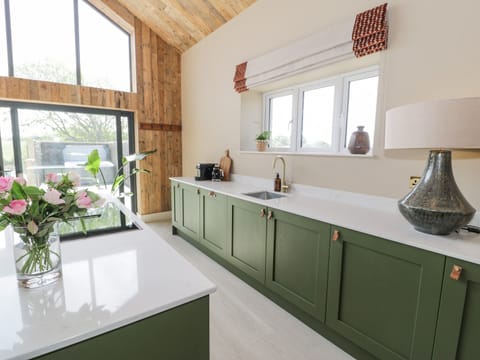 Fridge, dishwasher, cookware/dishes/utensils