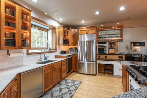 Our kitchen is fully stocked with everything you may need to cook a large family meal!