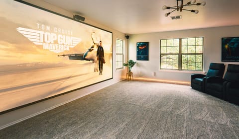 Theater room stocked with snacks (second floor)