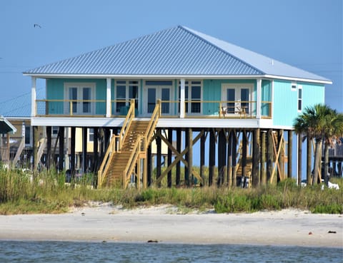 Back porch and private bay beach