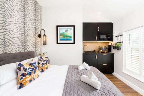 Bedroom with kitchenette