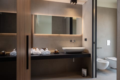 Executive Room | Bathroom | Hair dryer, slippers, bidet, towels