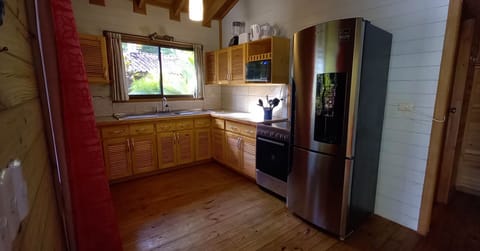 Family Cabin | Private kitchen | Fridge, oven, stovetop, electric kettle