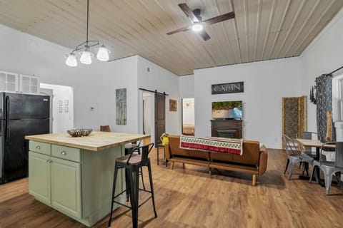 Kitchen island and living area