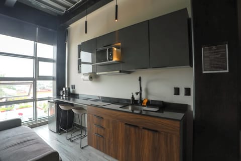 Deluxe Loft | Private kitchen | Fridge, microwave, coffee/tea maker, electric kettle