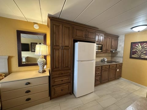 Studio Suite | Private kitchen | Full-size fridge, microwave, stovetop, coffee/tea maker