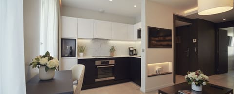 Apartment | Private kitchen | Fridge, microwave, oven, stovetop