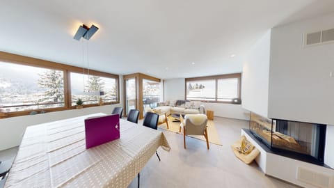 Living area with a fireplace