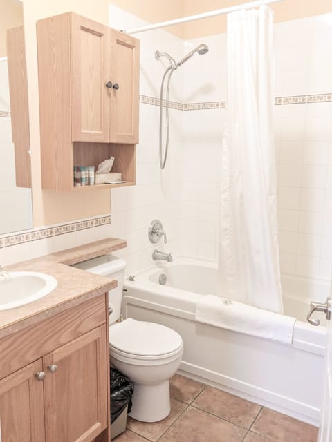 Deluxe Suite, 2 Bedrooms (Waterfront) | Bathroom | Combined shower/tub, hair dryer, towels