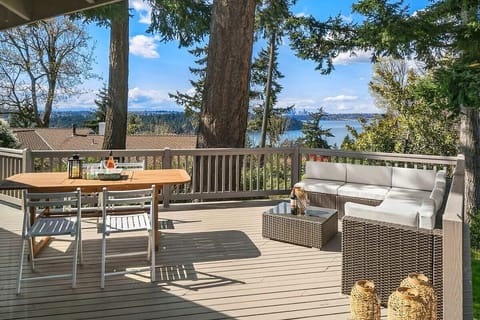 Welcome to our large deck with water and city view!