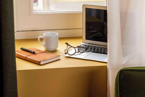 In-room safe, desk, laptop workspace, blackout drapes