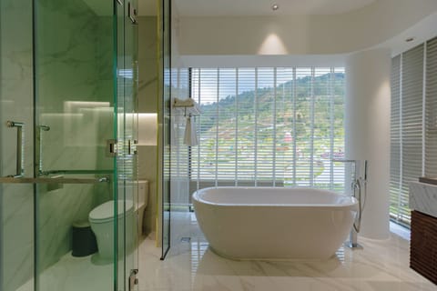 Premium Villa | Bathroom | Shower, rainfall showerhead, hair dryer, bathrobes