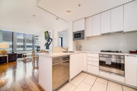 One Bedroom Apartment | Private kitchen | Full-size fridge, microwave, stovetop, dishwasher