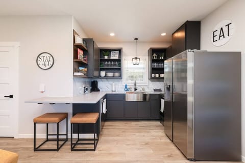 Full size kitchen ready for any meal you’d like to prepare.  Stocked with coffee and all the basic cooking needs.