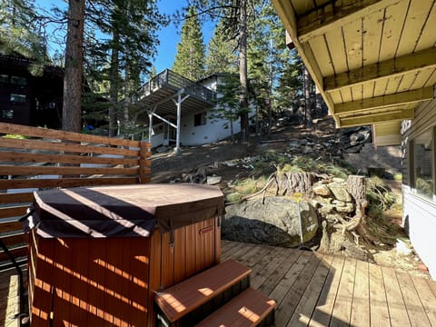 hot tub on deck off living room - hot tub on deck off living room