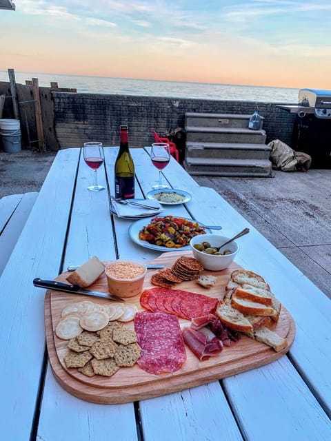 Enjoy grilling and eating outside on the picnic table.