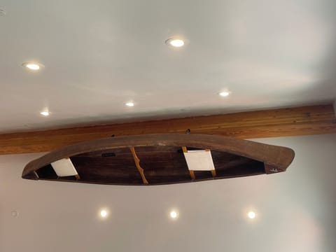Yup! That’s a canoe “chandelier” over the great room!