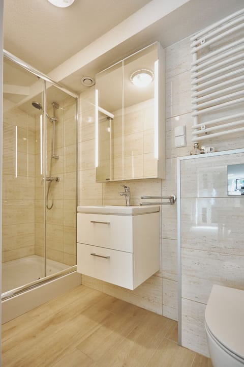 Standard Apartment | Bathroom | Shower, towels, toilet paper